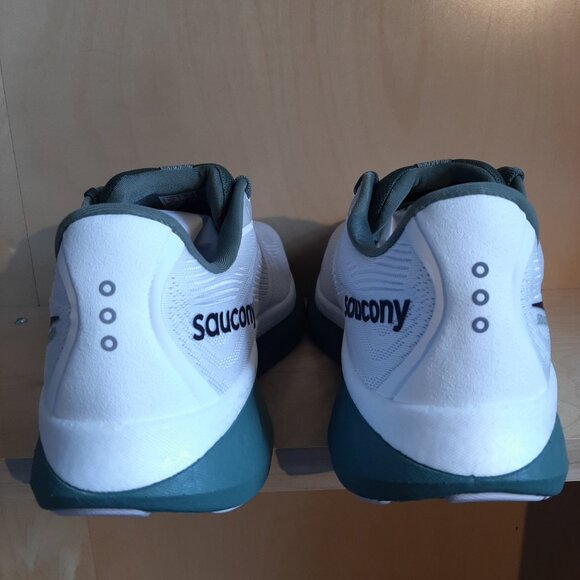 Mens Saucony Ride 18 size 11 white & olive green - Picture 5 of 9